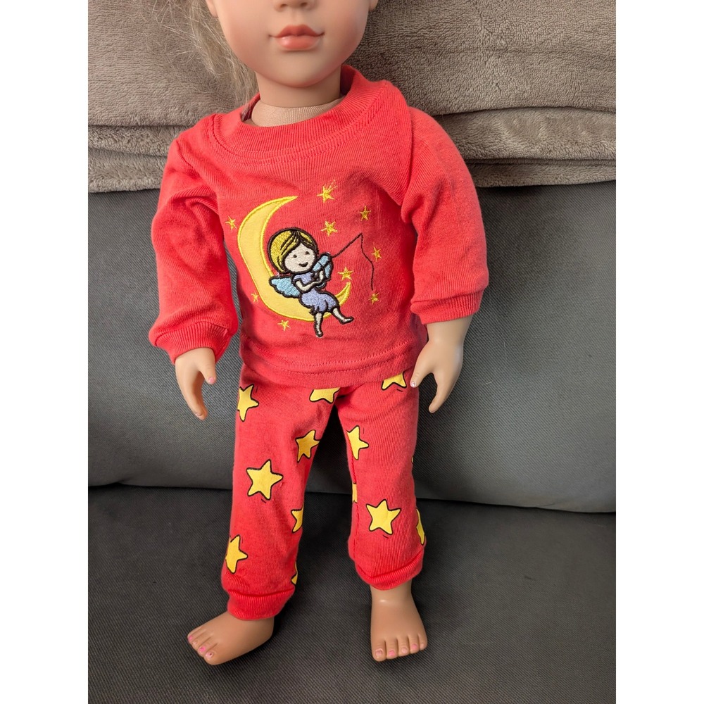 Elowee Doll Red Moon and Stars Pajamas Set Fits 18 Inch Life American Doll